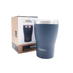 NATIONAL GEOGRAPHIC - Mug Acero Inoxidable Tapa Transparente Rosca 350ml Gris