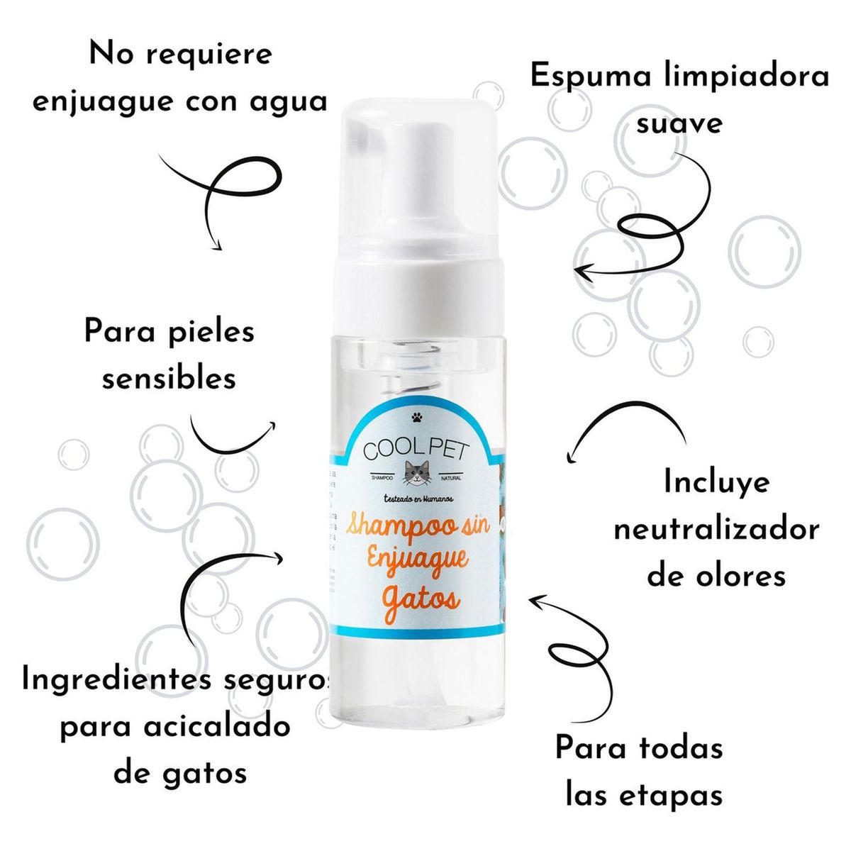 COOLPET - Shampoo Sin Enjuague Coolpet Gatos Higiene Sin Agua