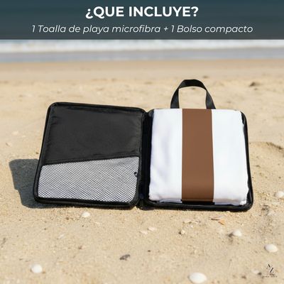 Imagen 2 del producto Toalla Microfibra Playa + Bolso Viaje 160x90 Cm Xl Gimnasio Grande Az Cafe Verano