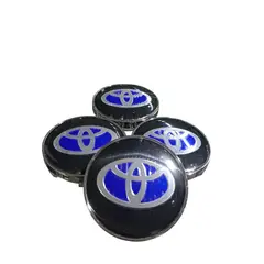 GENERICO - X4 Tapas centro de llantas de auto tunning TOYOTA NEGRO CON AZUL 60MM