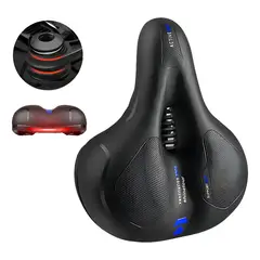 GENERICO - Asiento Sillin De Bicicleta Amplio Antiprostático Reflectante Impermeable Sin Costura Con Ventilación Con Soporte Universal