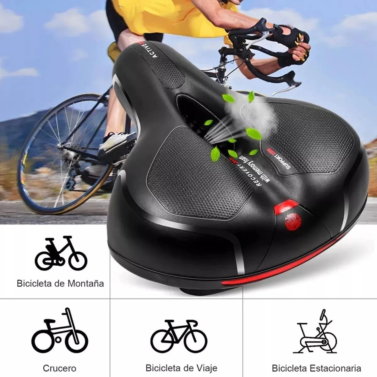 GENERICO - Sillín Asiento De Bicicleta Impermeable Cómodo Y Suave