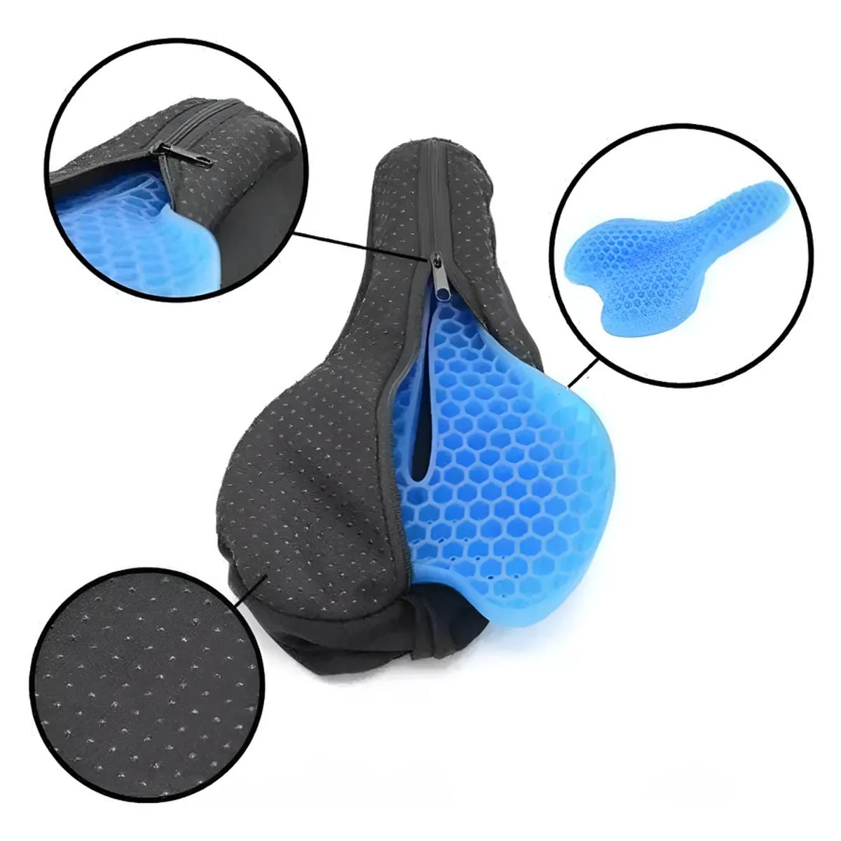 GENERICO - Cojin Gel De Asiento Bicicleta Almohada Ajustable Protector Negro