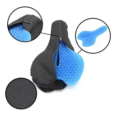 GENERICO - Cojin Gel De Asiento Bicicleta Almohada Ajustable Protector Negro
