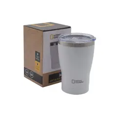 NATIONAL GEOGRAPHIC - Mug Acero Inoxidable Tapa Transparente Rosca 350ml Blanco