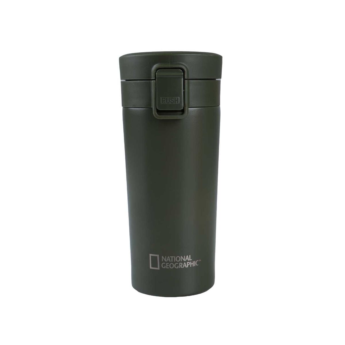 NATIONAL GEOGRAPHIC - Mug Acero Inoxidable Tapa Con Pulsador y Antideslizante 380ml Verde