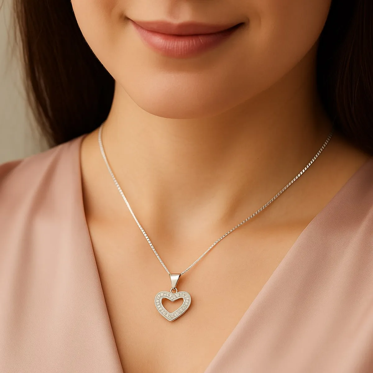 LK LUKSO - Collar Corazón Circón Elegante en Plata 925 