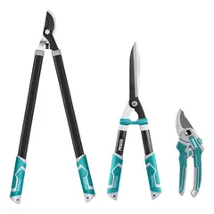 TOTAL TOOLS - Set De Tijeras De Podar Corte Jardin 3 Piezas Total Turquesa