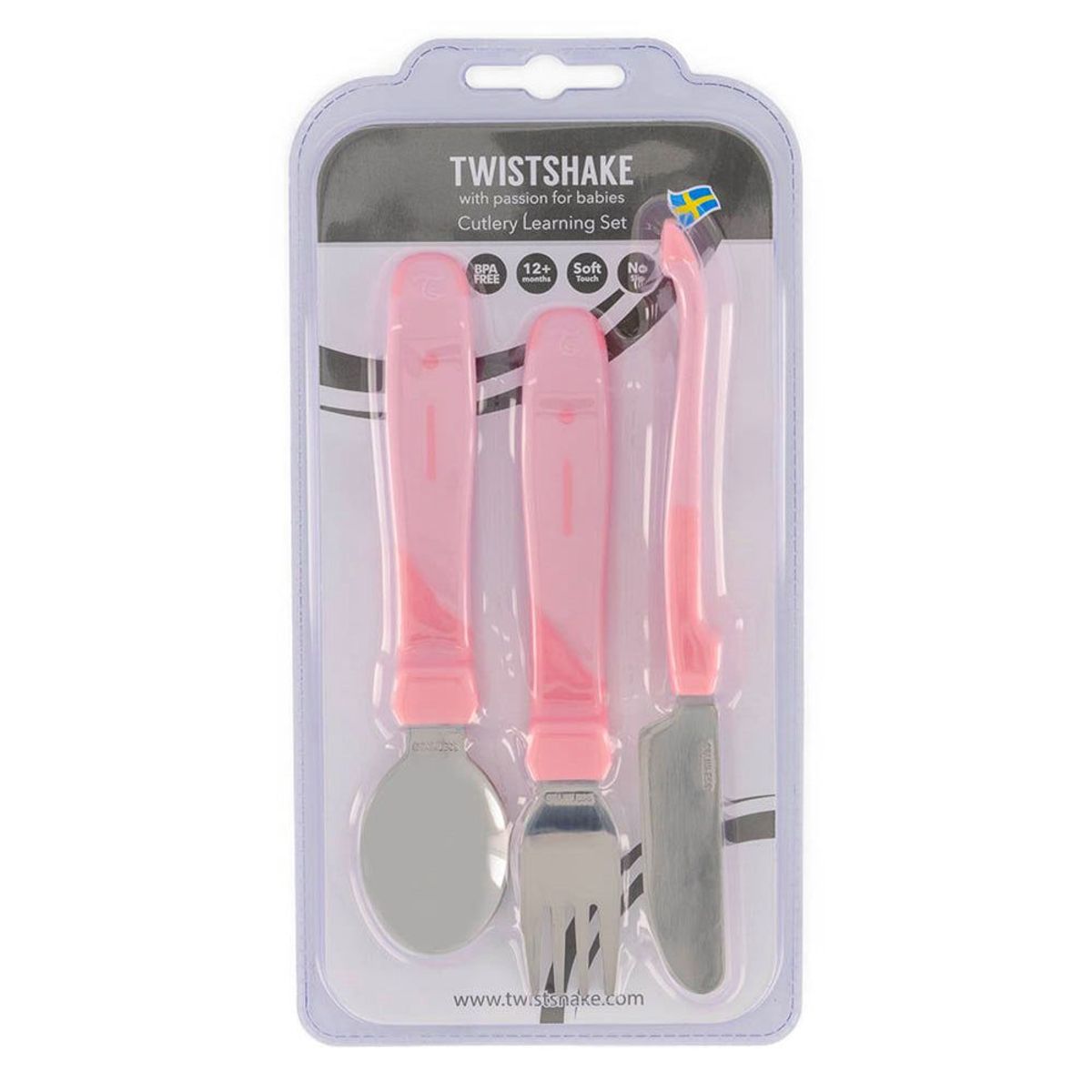 TWISTSHAKE - Pack Cubierto De Acero Inoxidable Niños Twistshake Rosa