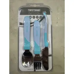 TWISTSHAKE - Pack Cubierto De Acero Inoxidable Niños Celeste