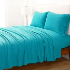 DIANA - SABANAS DE POLAR KING UNICOLOR CELESTE 4 PIEZAS EXCELENTE CALIDAD