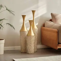 GENERICO - Set de 3 Jarrones decorativos Dorados