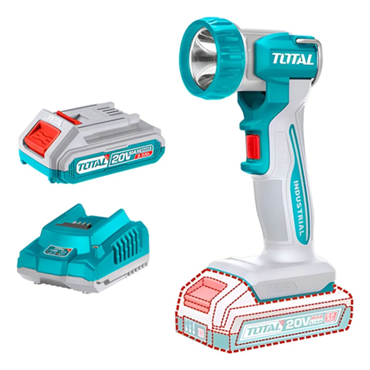 TOTAL TOOLS - Linterna Led Inalámbrica 20v Bat+ Carg Total Twli2058 - Único - Unico