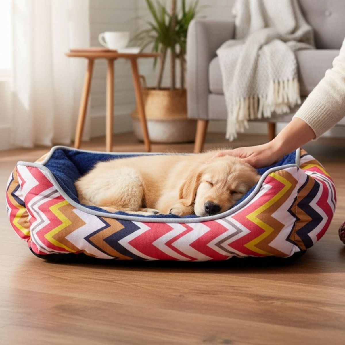 BLOCCARE - Cama Para Mascotas Espuma - Talla S Tricolor ROJO