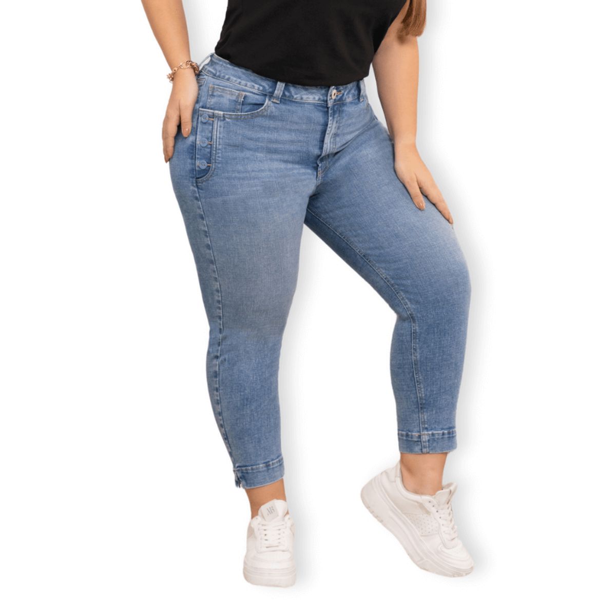 TRUCCOS JEANS - Jeans Capri Azul Claro Mujer Talla Grande  Colombiano P22125823