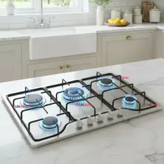 LINE - Cocina Encimera Gas Licuado 5 Platos Acero Inoxidable