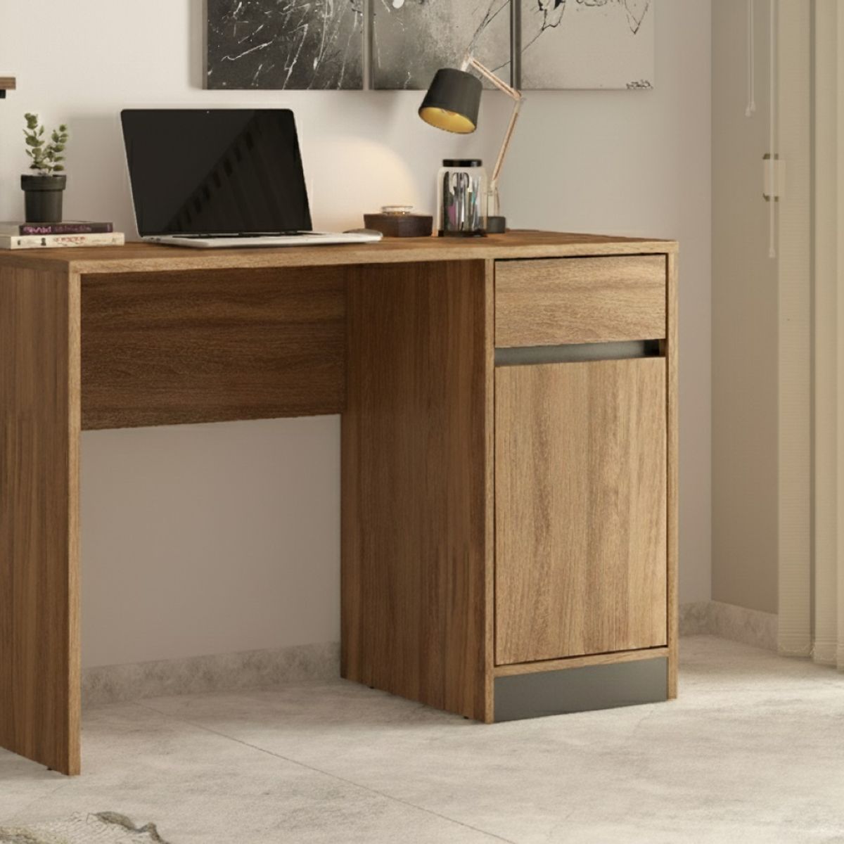 Escritorio 1 cajon 1 puerta Ofice Morada Almendra Grafito, marca TAHUARI - Foto 2