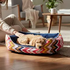 BLOCCARE - Cama Para Mascotas Espuma - Talla M Tricolor ROJO