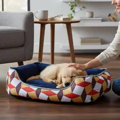 BLOCCARE - Cama Para Mascotas Espuma - Talla M Tricolor CAFE