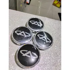 GENERICO - X4 Tapas centro de llantas de auto tunning CHERY NEGRO CON PLATA 60MM