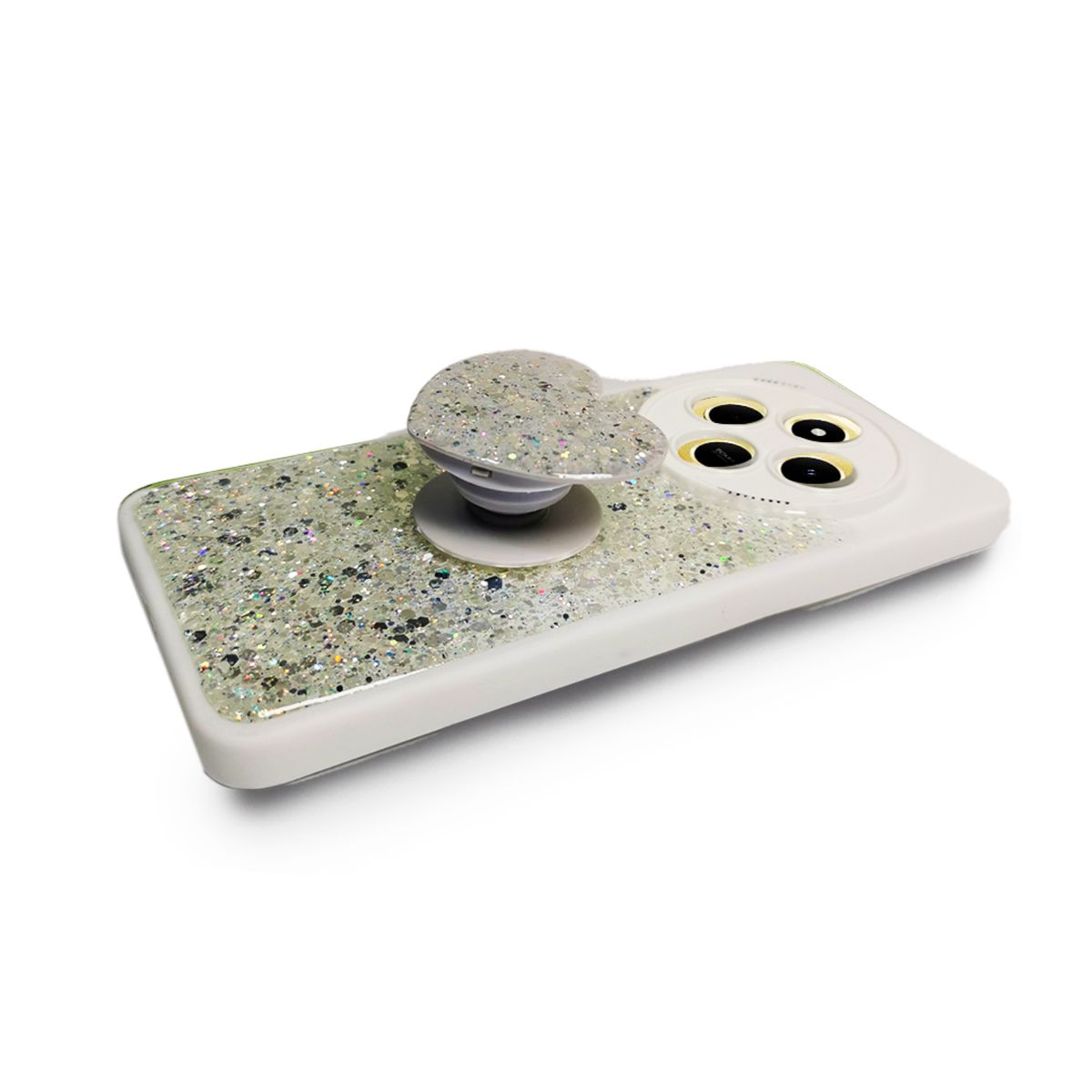 GENERICO - CARCASA PARA XIAOMI POCO C75 GLITTER CON POP SOCKET BLANCO