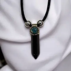 GENERICO - Collar Con DijeCuarzo Aventurina Azul Para Calma Liderazgo Con Bolsa