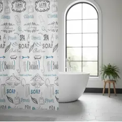 GENERICO - Cortina de ducha con estampado de letras