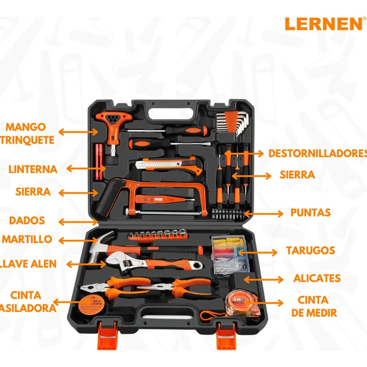 GENERICO - Set 150 Piezas Herramientas Manuales Maletín Portátil Lernen