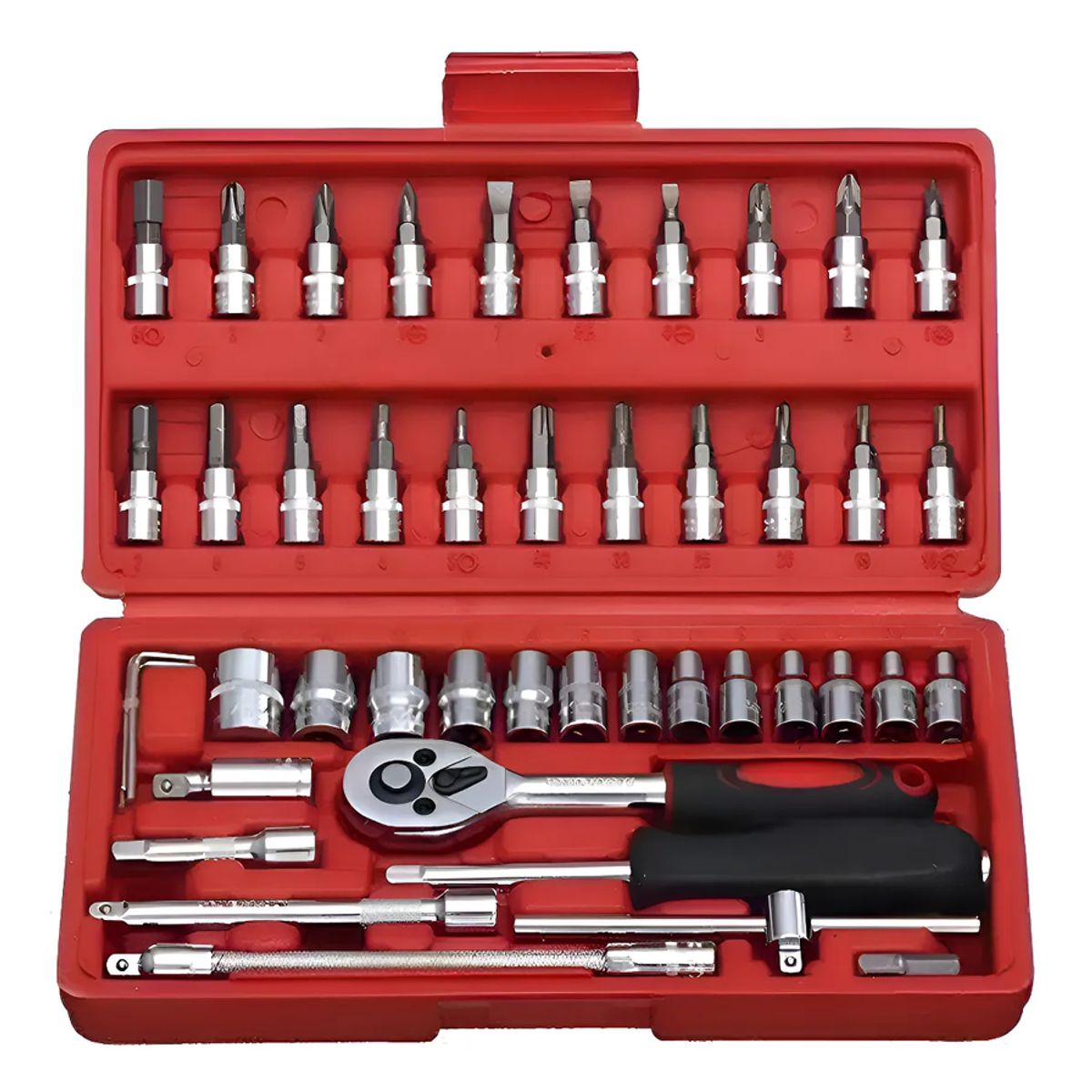 GENERICO - Set Caja Juego Herramienta Dados 46 Piezas Acero Carbono 14