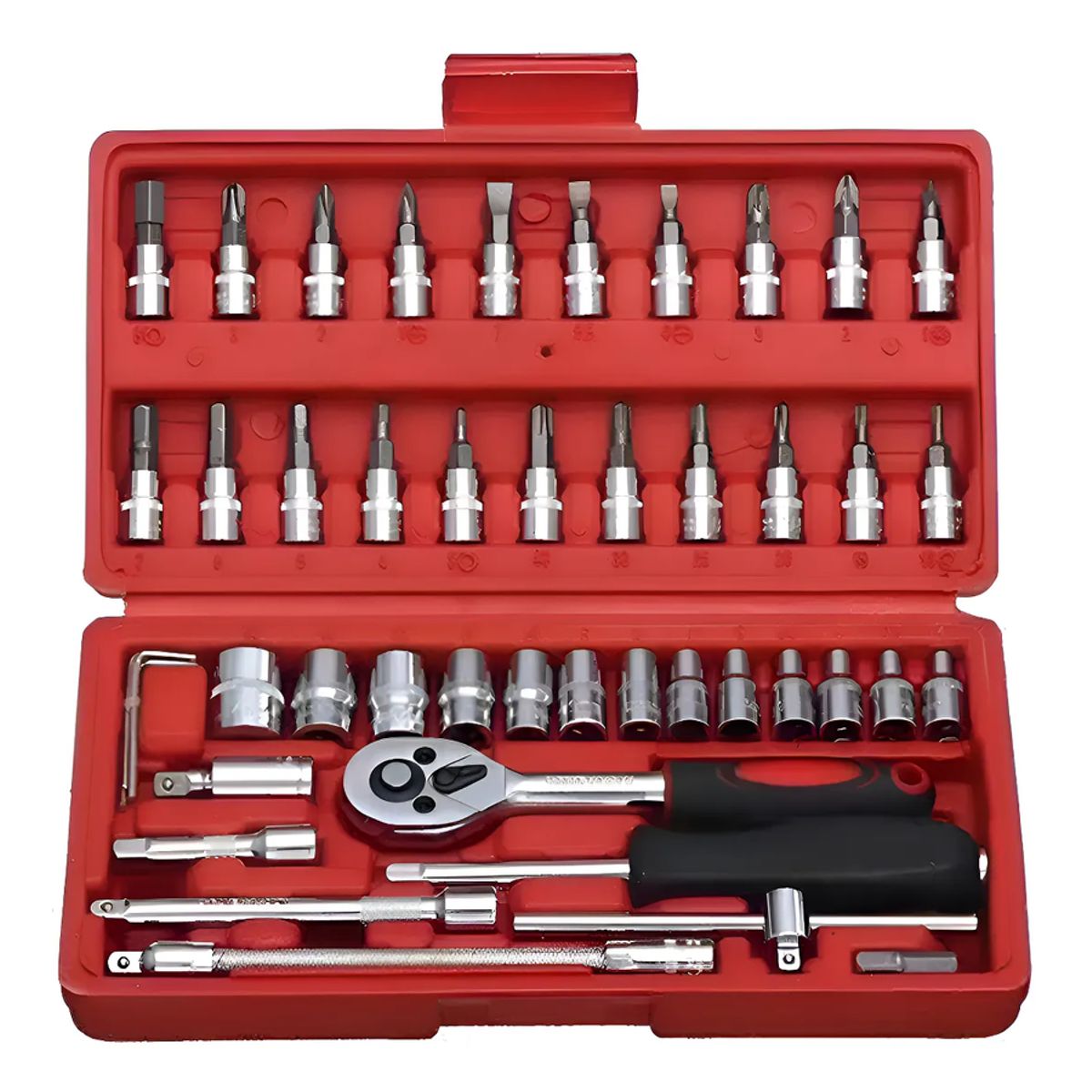 GENERICO - Set Caja Juego Herramienta Dados 46 Piezas Acero Carbono 14