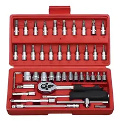 GENERICO - Set Caja Juego Herramienta Dados 46 Piezas Acero Carbono 14