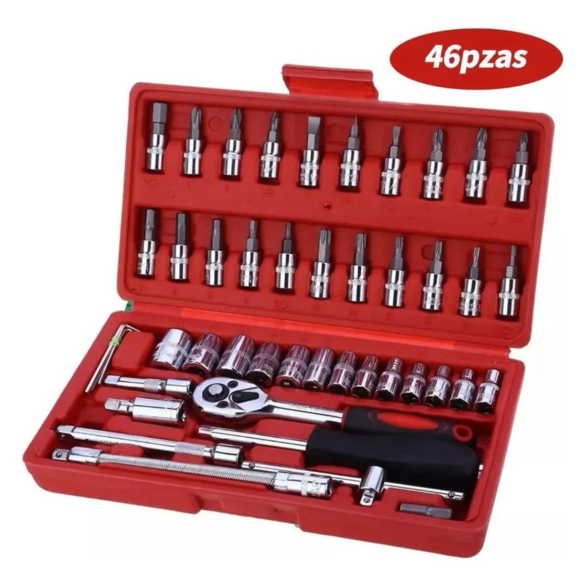 GENERICO - Set Caja Juego Herramienta Dados 46 Piezas Acero Carbono 14