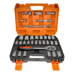 GENERICO - Juego De Dados Con Chicharra Y Extension 12 32pcs Maleta Color Naranja Negro Plateado