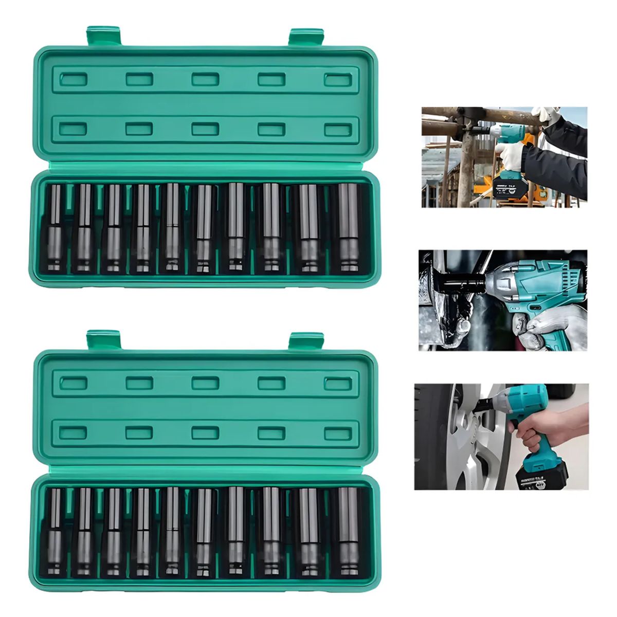 GENERICO - Pack2 Juego Set Dados De Impacto 12 10 Piezas De 8 A 24 Mm