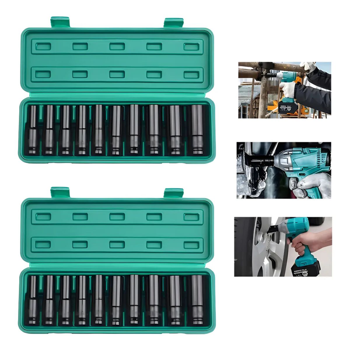GENERICO - Pack2 Juego Set Dados De Impacto 12 10 Piezas De 8 A 24 Mm