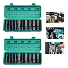GENERICO - Pack2 Juego Set Dados De Impacto 12 10 Piezas De 8 A 24 Mm