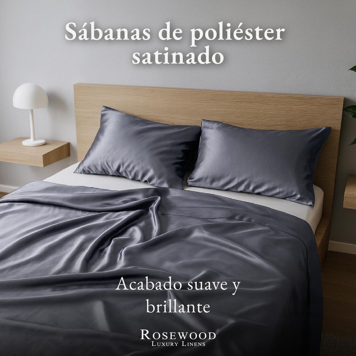 ROSEWOOD - Sabanas Satin Ultra Suaves Juego Completo Rosewood - Gris - 2 Plazas