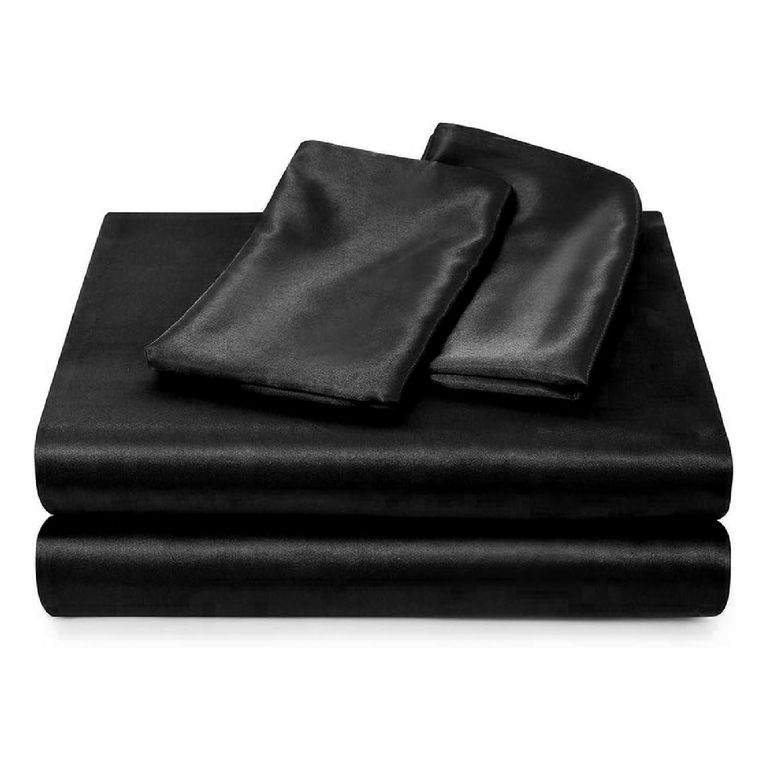 Sabanas Satin Ultra Suaves Juego Completo - Negro - 2 Plazas