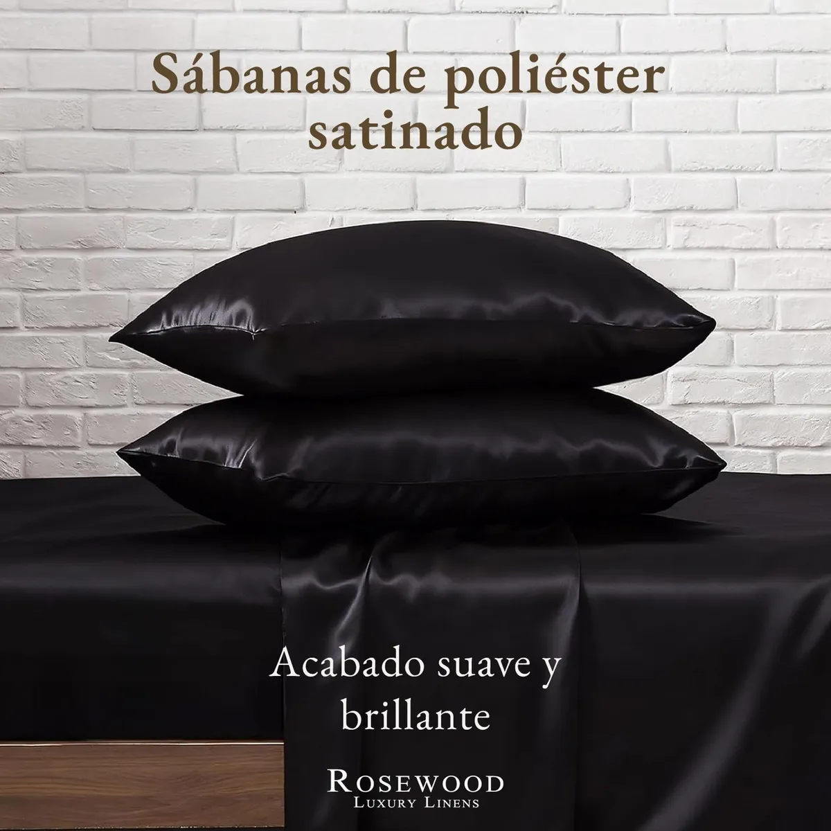 ROSEWOOD - Sabanas Satin Ultra Suaves Juego Completo Rosewood - Negro - 2 Plazas