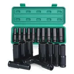 GENERICO - Juego Herramientas Llave Vaso Kit Mecanicas Dados 10pzs Verde Musgo