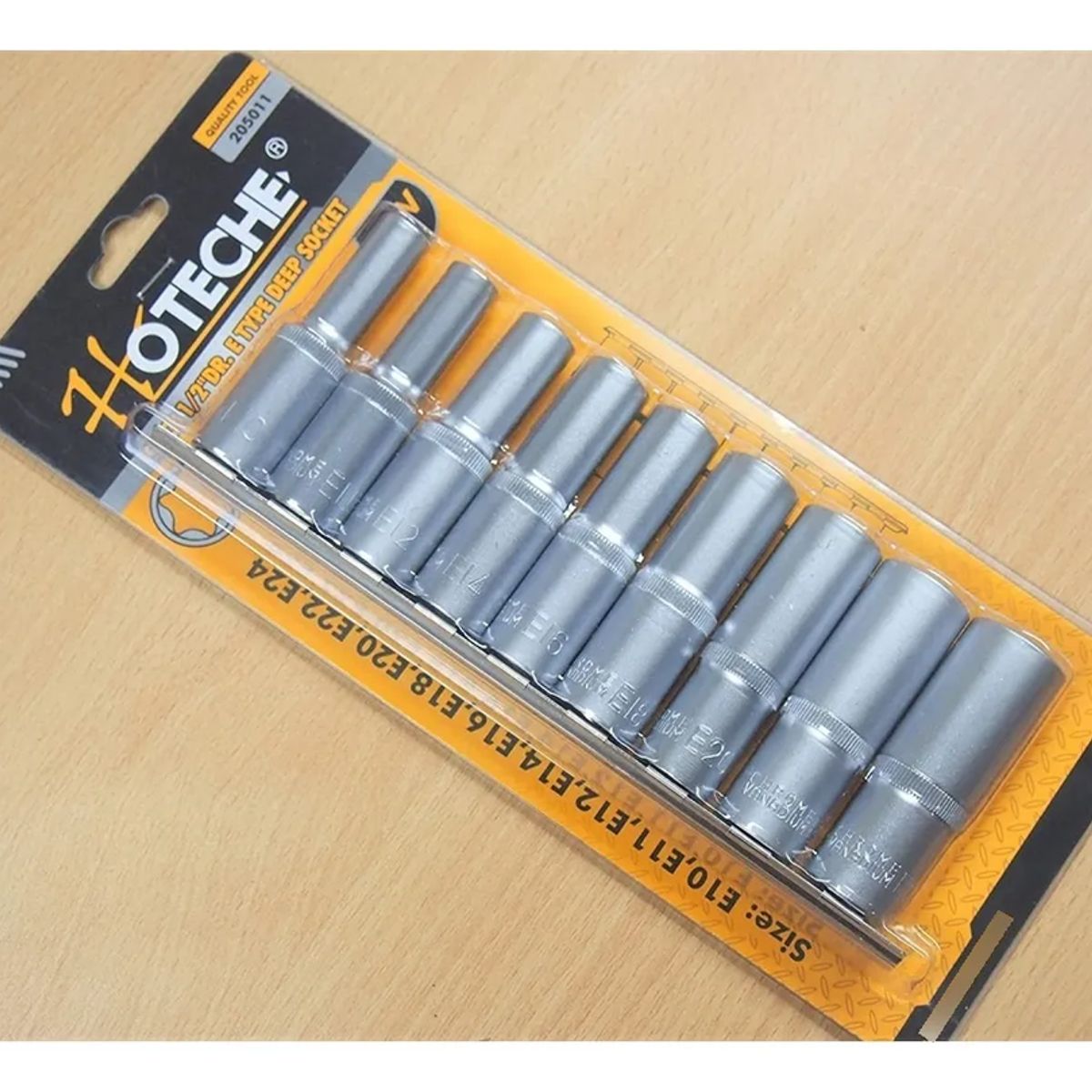 GENERICO - Juego Dados Hembra Torx Estrella Largos 12x9piezas Hoteche Plateado