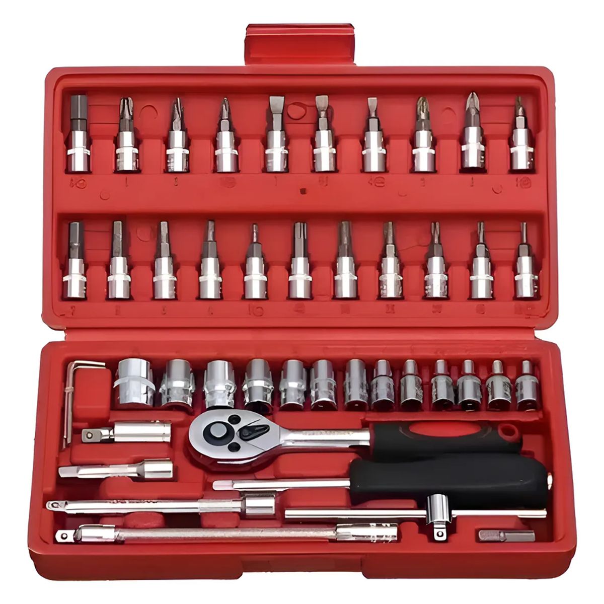 GENERICO - Juego De Herramientas Mecánicas Dados Llaves Acero 46 Pcs Terracota