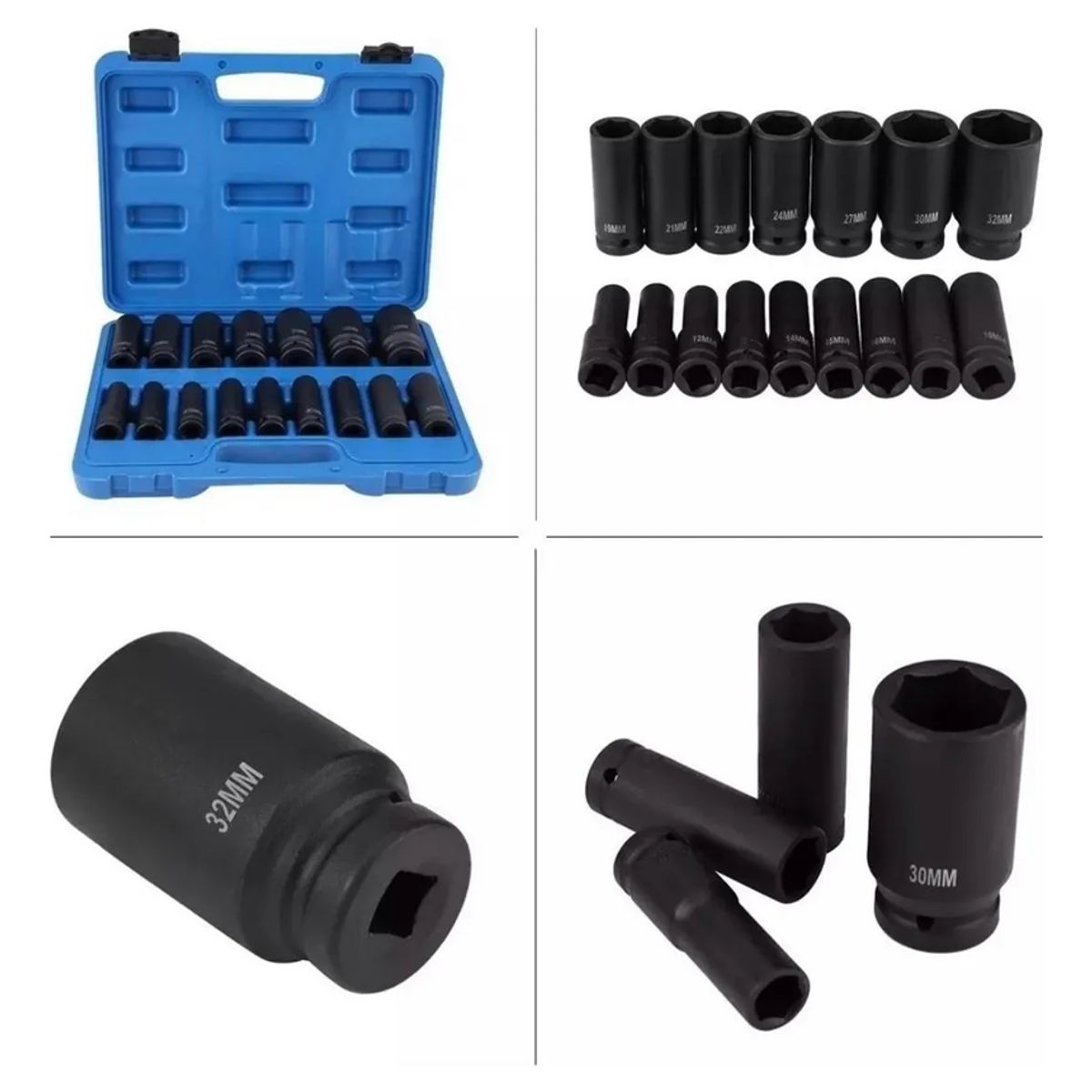GENERICO - Juego Kit Set Dados De Impacto 12 16 Piezas De 10 A 32 Mm