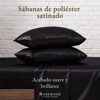 Imagen 2 del producto Sabanas Satin Ultra Suaves Juego Completo - Negro - King