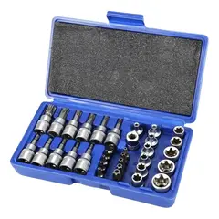 GENERICO - Juego Dados Torx Estrella 38 Hembra Macho 34 Pcs Crownman Tecnopro