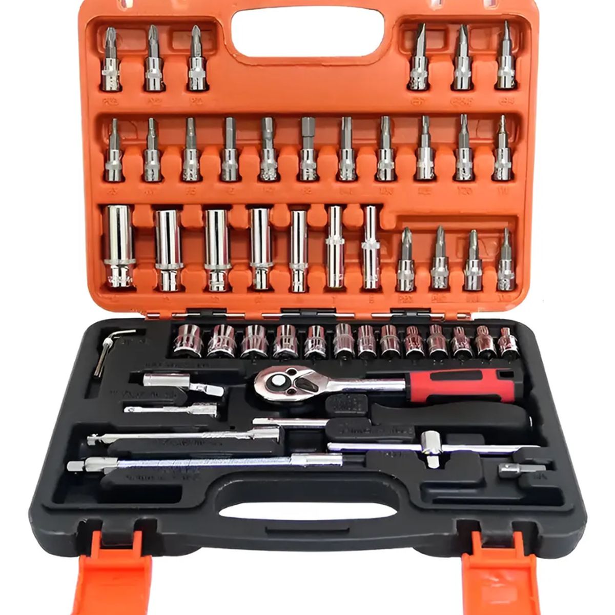 GENERICO - Caja Herramientas Set Kit Juego Dados Chicharra Llaves Corona 53 Piezas Tecnopro