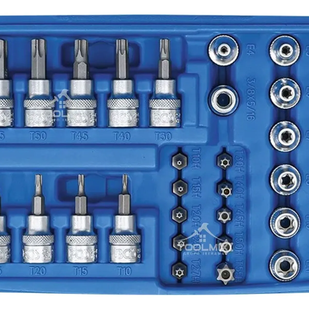 GENERICO - Juego Dados Torx Estrella 38 Hembra Macho 34 Pcs Crownman Color Cromado