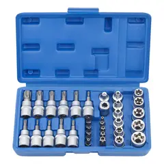 GENERICO - Juego Dados Torx Estrella 38 Hembra Macho 34 Pcs