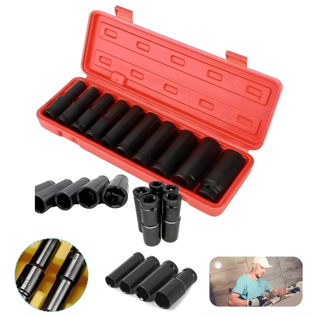 GENERICO - Juego Dados Impacto Largo 12 10 Pcs Uso Manual O Neumatico