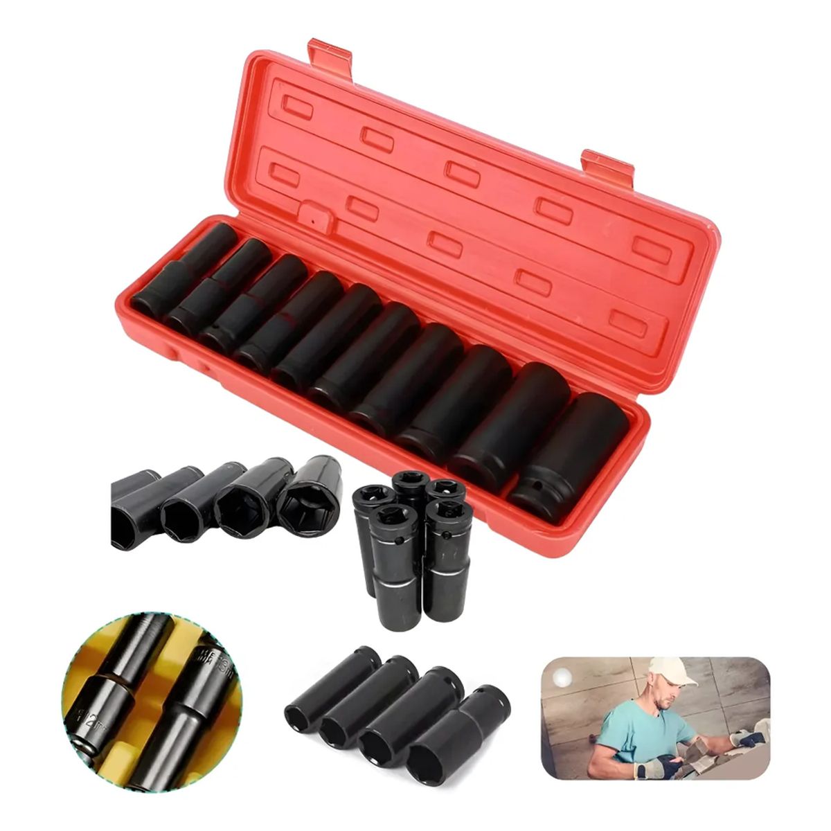 GENERICO - Juego Dados Impacto Largo 12 10 Pcs Uso Manual O Neumatico